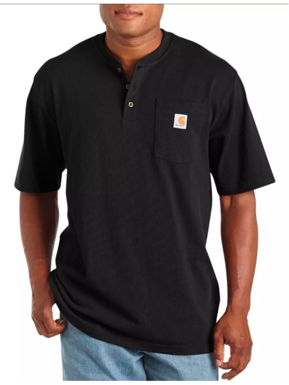 Carhartt K84 Men's XL Loose Fit Heavyweight Pocket Henley T-Shirt Black NWT - Picture 6 of 6